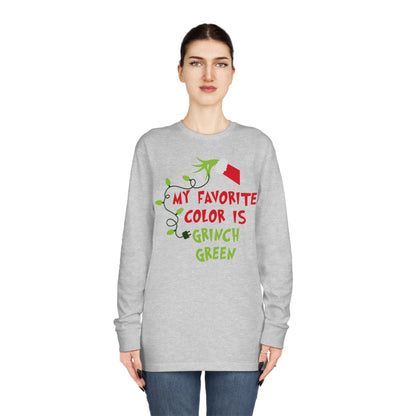 My Favorite Color is Grinch Green Christmas Long Sleeve T-Shirt