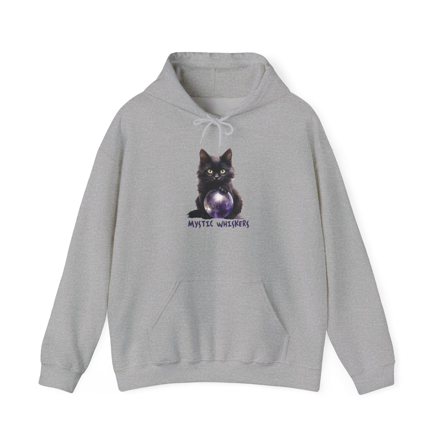 Mystic Whiskers Black Cat Halloween Pullover Hoodie