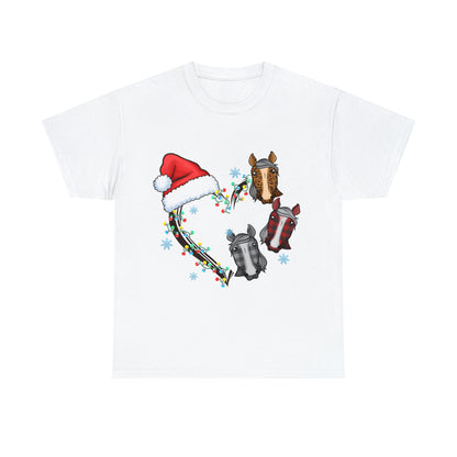 Horse Heart Wreath Christmas Short Sleeve Tee