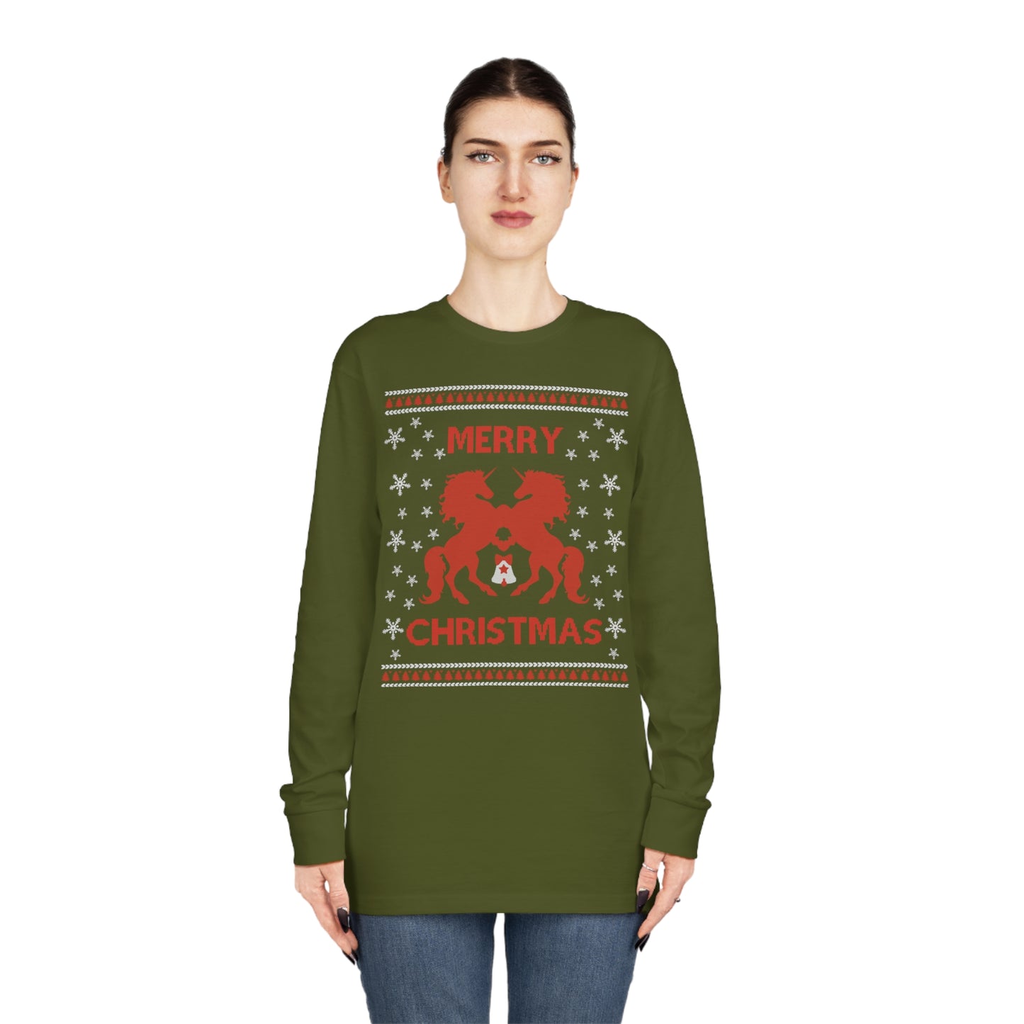 Merry Christmas Horses Christmas Ugly Sweater Long Sleeve Tee