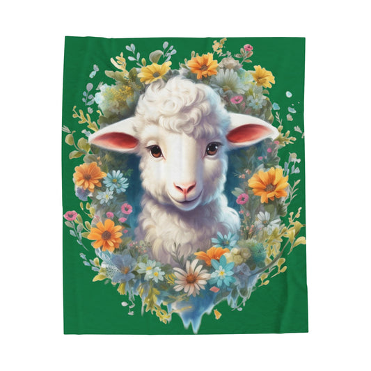 Lamb with Flowers Blanket