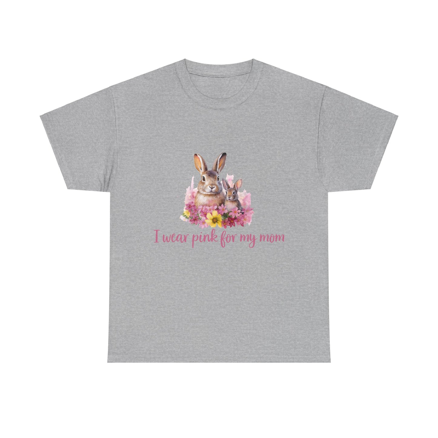 I Wear Pink For My Mom Rabbit Breast Cancer Short Sleeve Tee