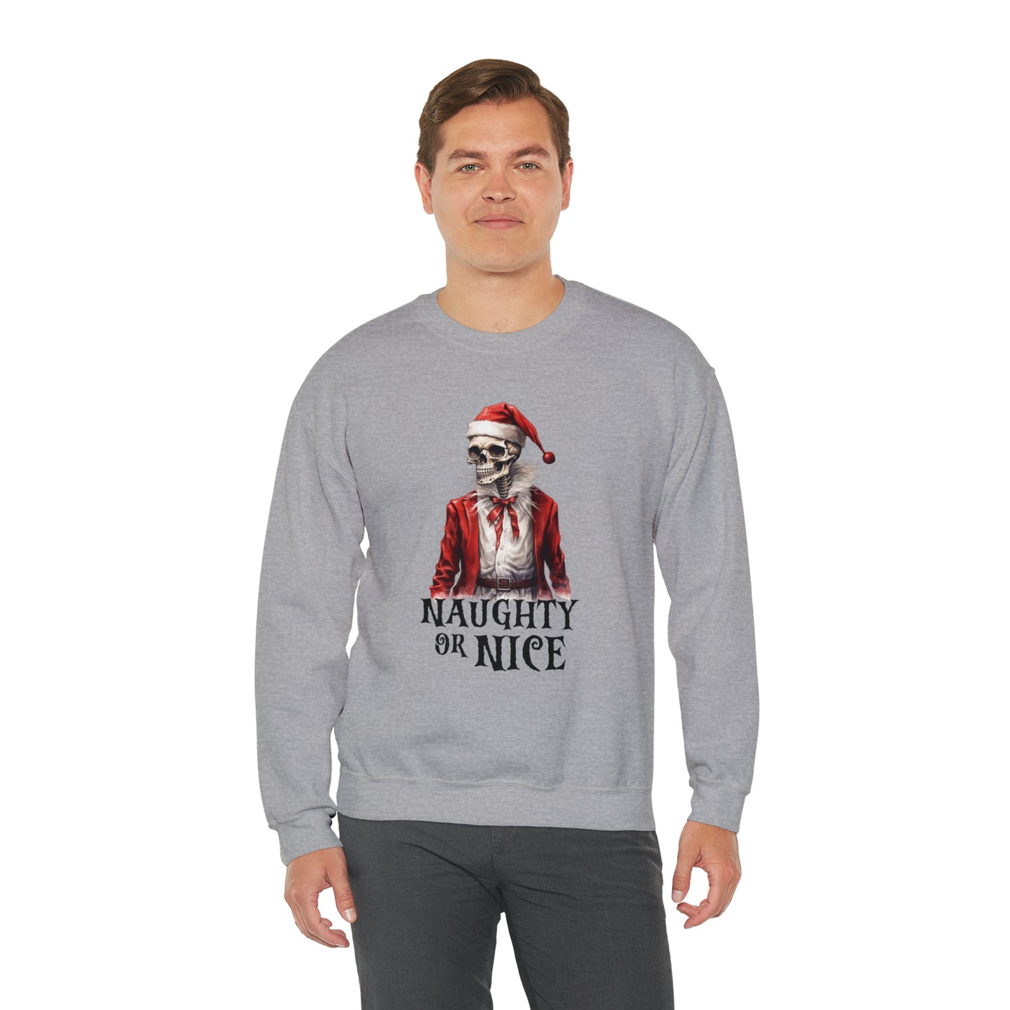 Naughty or Nice Skeleton Christmas Sweatshirt