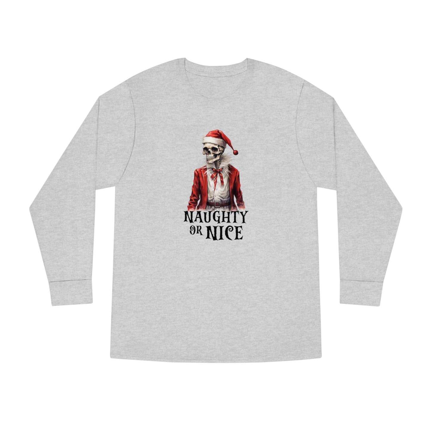 Naughty or Nice Skeleton Christmas Long Sleeve Tee