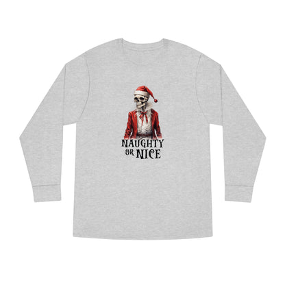 Naughty or Nice Skeleton Christmas Long Sleeve Tee