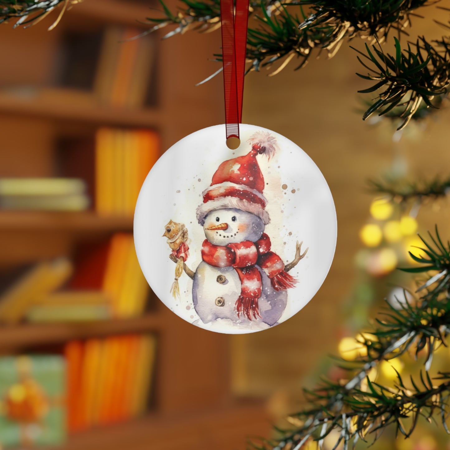 Snowman in Red Ornament