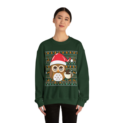 Owl in Santa Hat Ugly Christmas Sweater Sweatshirt