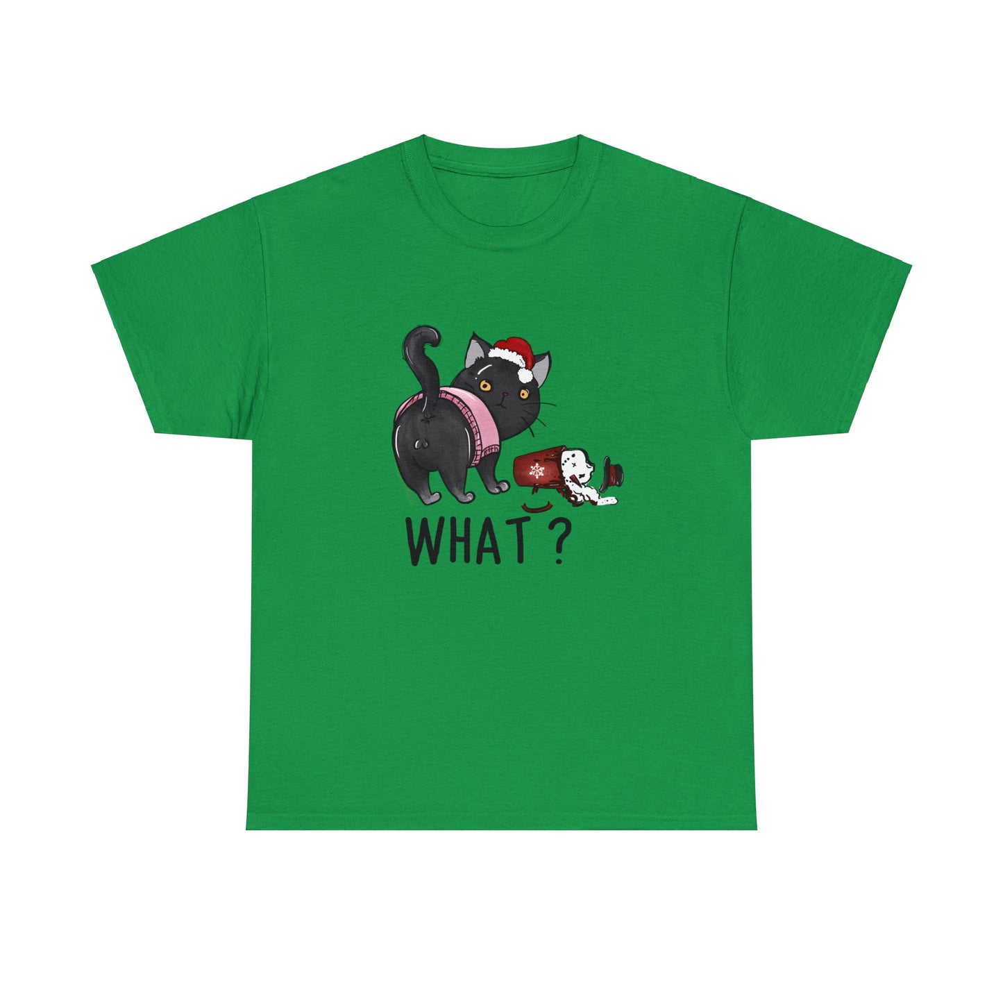 What? Cat Knocking Over Coffee Christmas Short Sleeve Tee