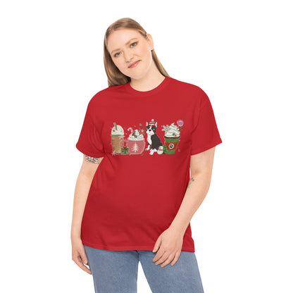 Boston Terrier Dog Latte Christmas Short Sleeve Tee