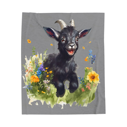 Watercolor Black Ram Lamb Blanket