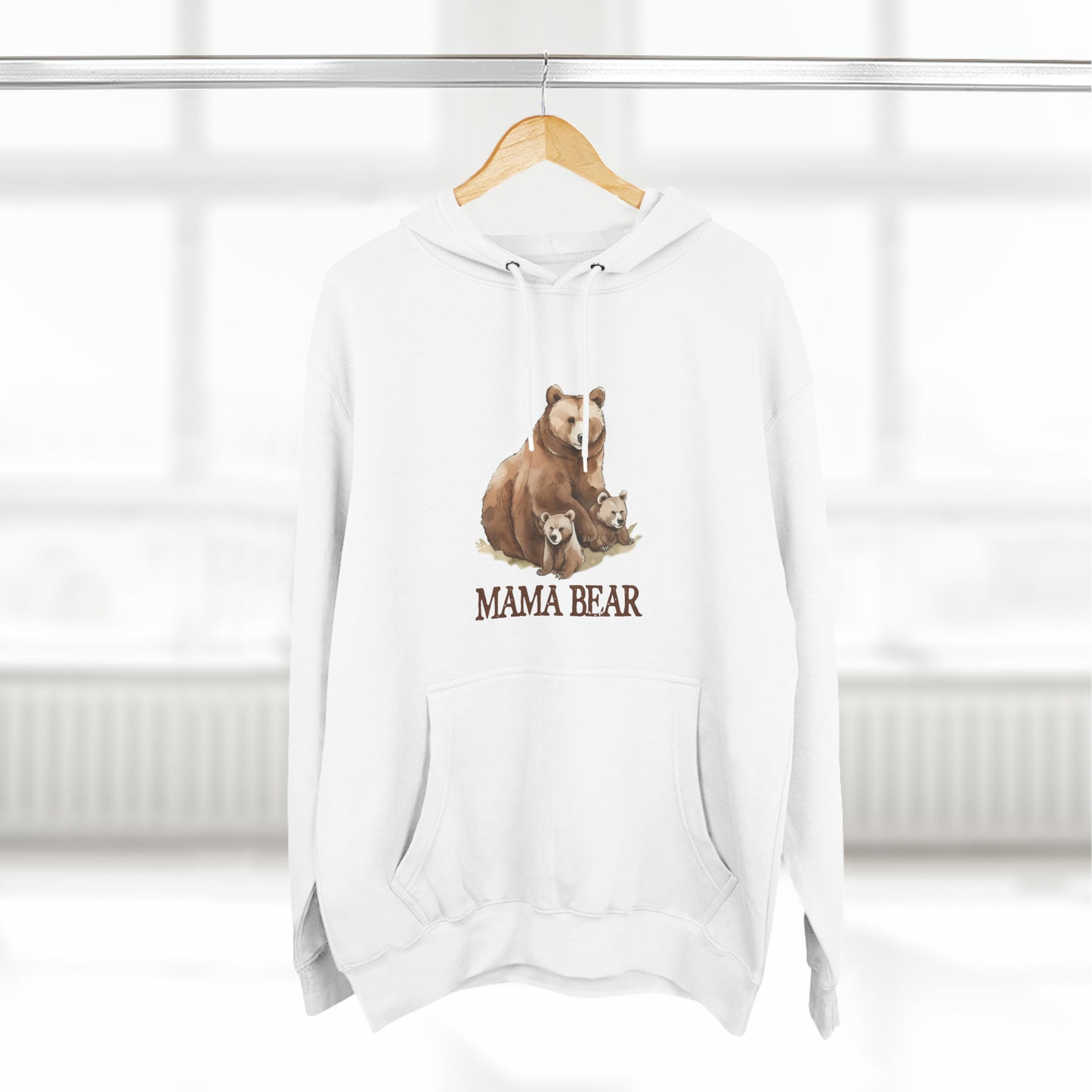 Mama Bear Grizzly Bear with Cubs Pullover Hoodie