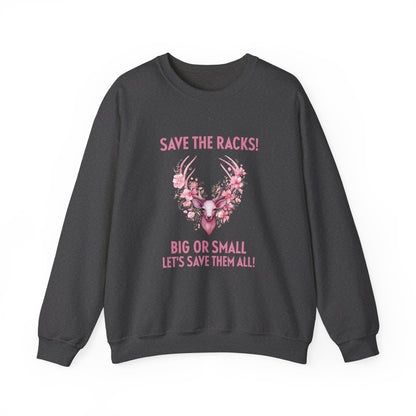 Save The Racks Big or Small Deer Breast Cancer Sweatshirt