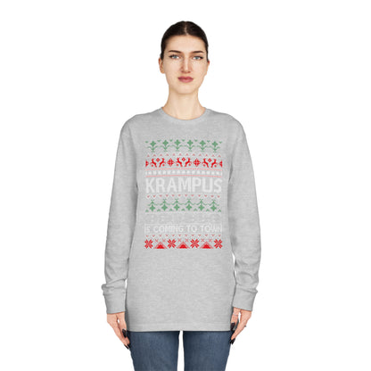 Krampus is Coming to Town Christmas Ugly Sweater Long Sleeve Tee