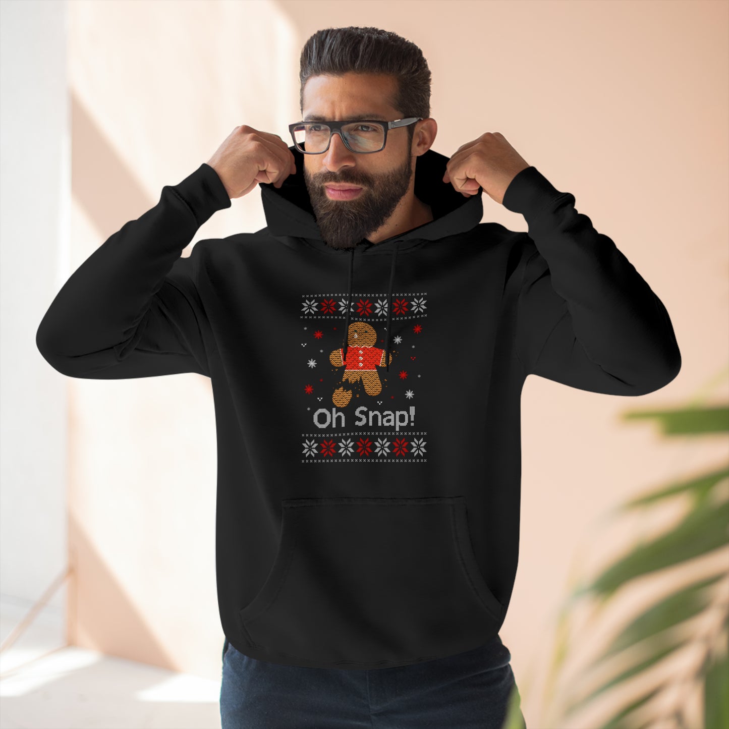 Oh Snap! Gingerbread Man Christmas Ugly Sweater Pullover Hoodie