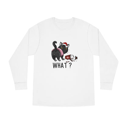 What? Cat Knocking Over Coffee Christmas Long Sleeve T-shirt