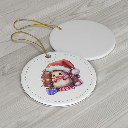 Hedgehog with Presents Christmas Ceramic Ornament