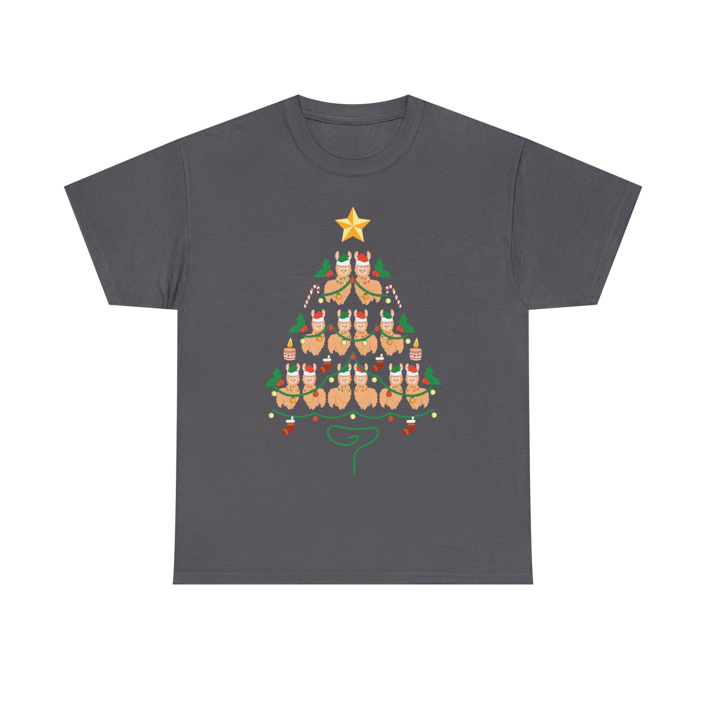 Llama Christmas Tree Christmas Short Sleeve Tee