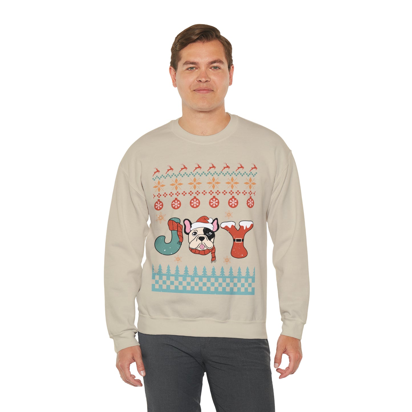 Joy French Bulldog Frenchie Dog Christmas Ugly Sweater Sweatshirt