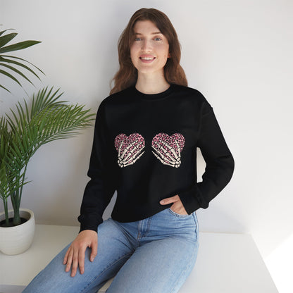 Skeleton Hand on Hearts Valentine Sweatshirt