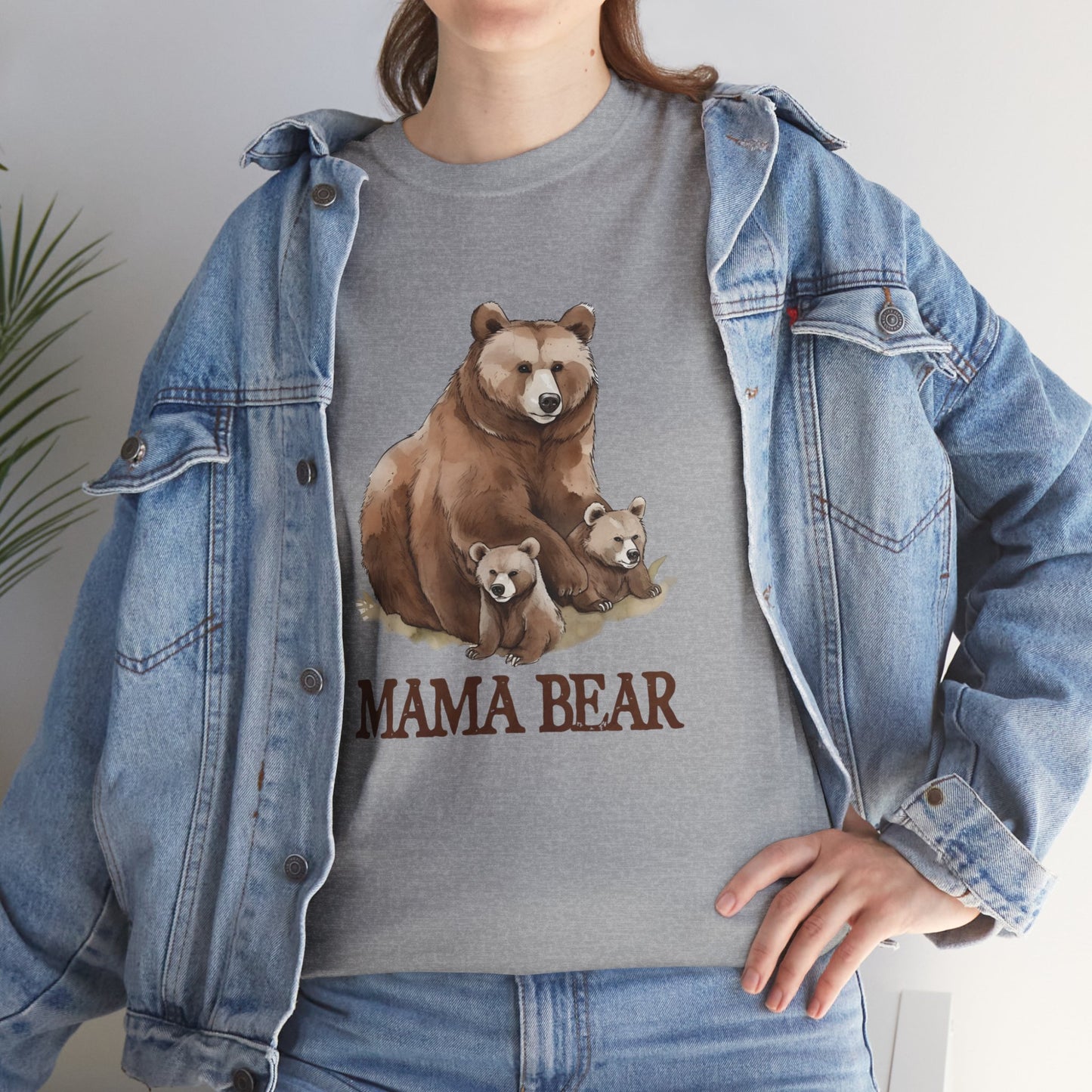 Mama Bear Grizzly Bear with Cubs Short Sleeve Tee