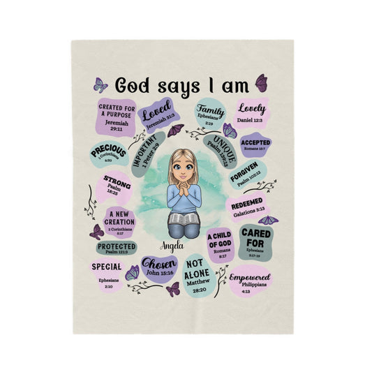Custom God Says I Am Plush Blanket