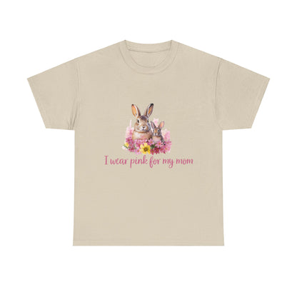 I Wear Pink For My Mom Rabbit Breast Cancer Short Sleeve Tee