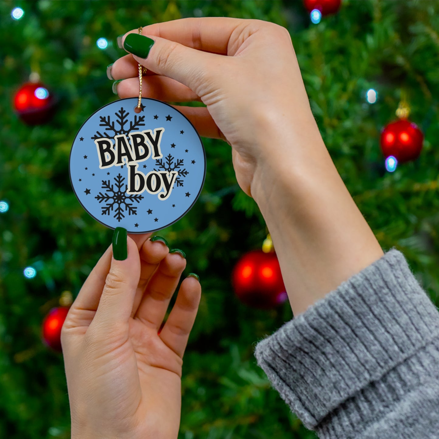 Baby Boy Christmas Ceramic Ornament