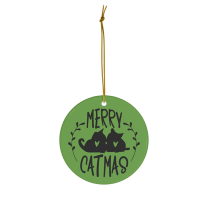 Merry Catmas Christmas Ceramic Ornament