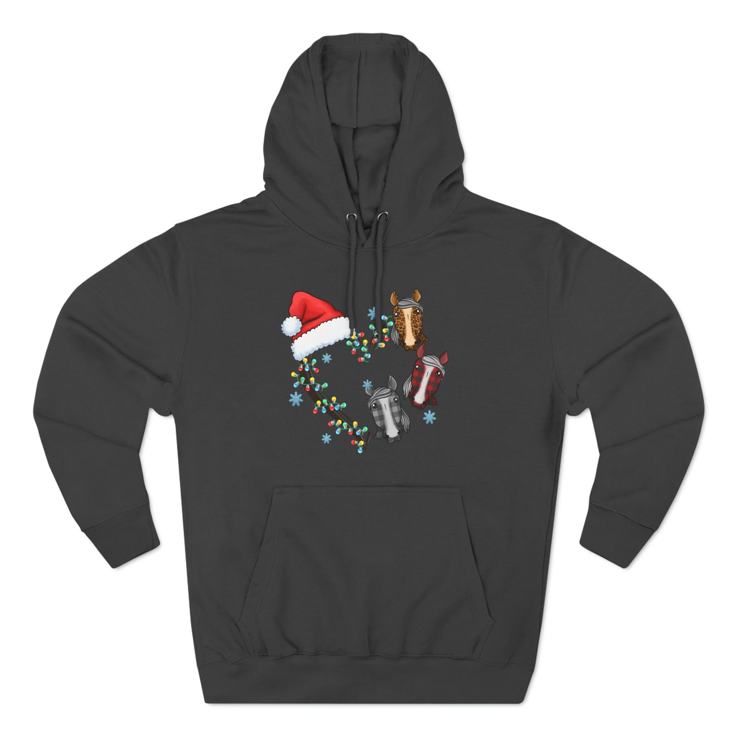 Horse Heart Wreath Christmas Pullover Hoodie