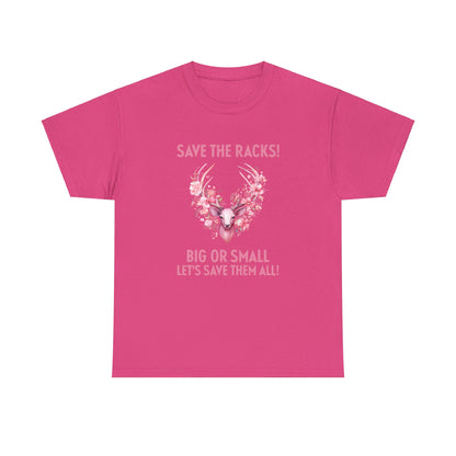 Save The Racks Big or Small Deer Breast Cancer Short Sleeve Tee