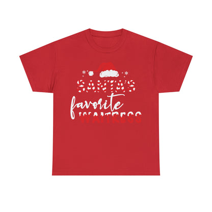 Santa's Favorite Waitress Christmas Short Sleeve Tee