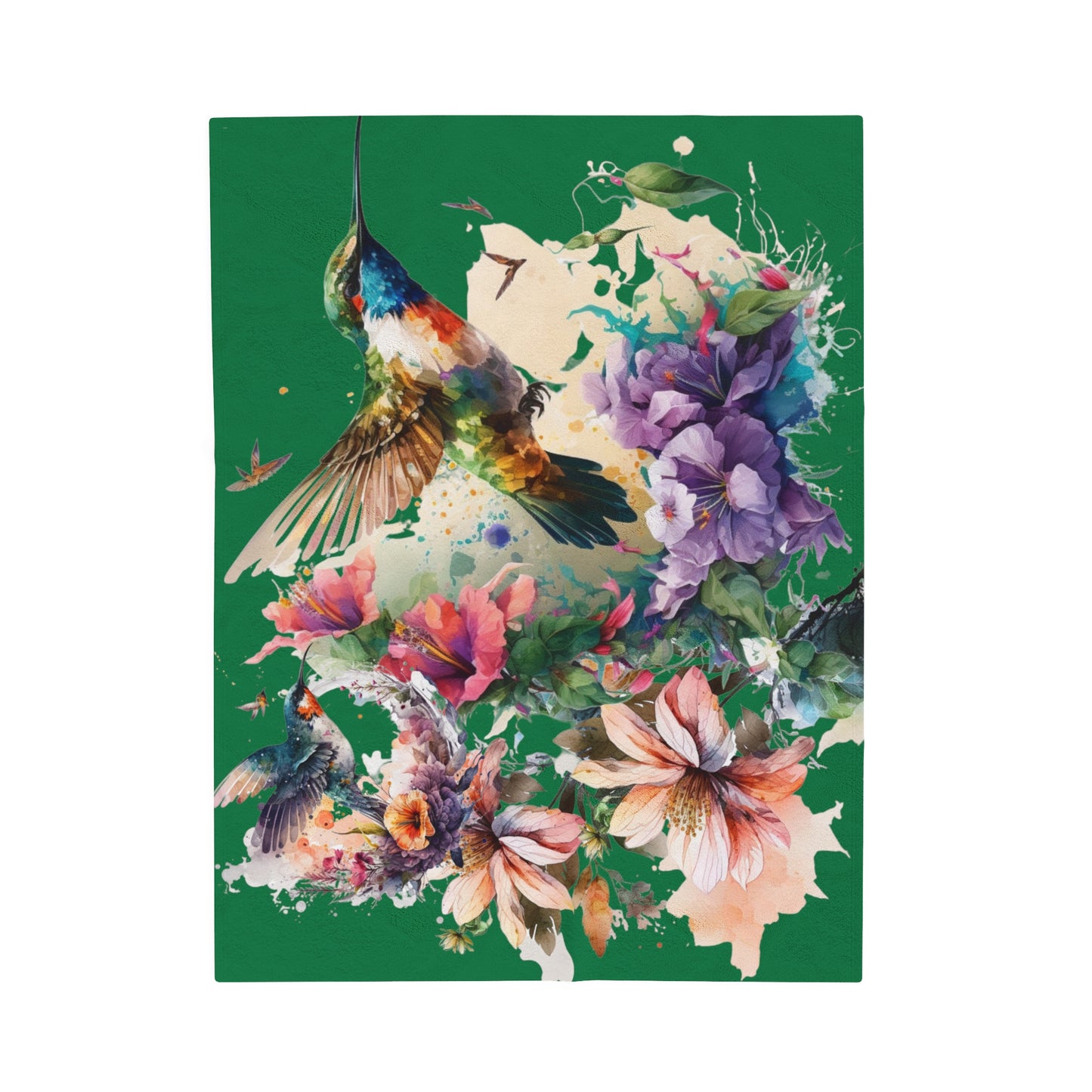 Hummingbirds with Flowers Blanket