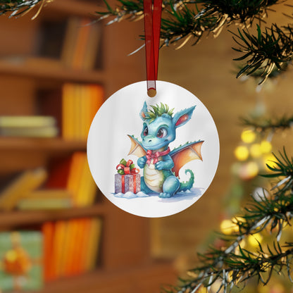 Cute Dragon with Present Ornament