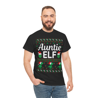 Auntie Elf Christmas Ugly Sweater Short Sleeve Tee