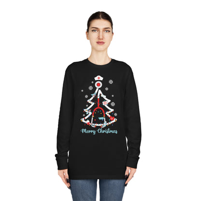 Merry Christmas Stethoscope Christmas Tree Medical Nurse Long Sleeve Tee