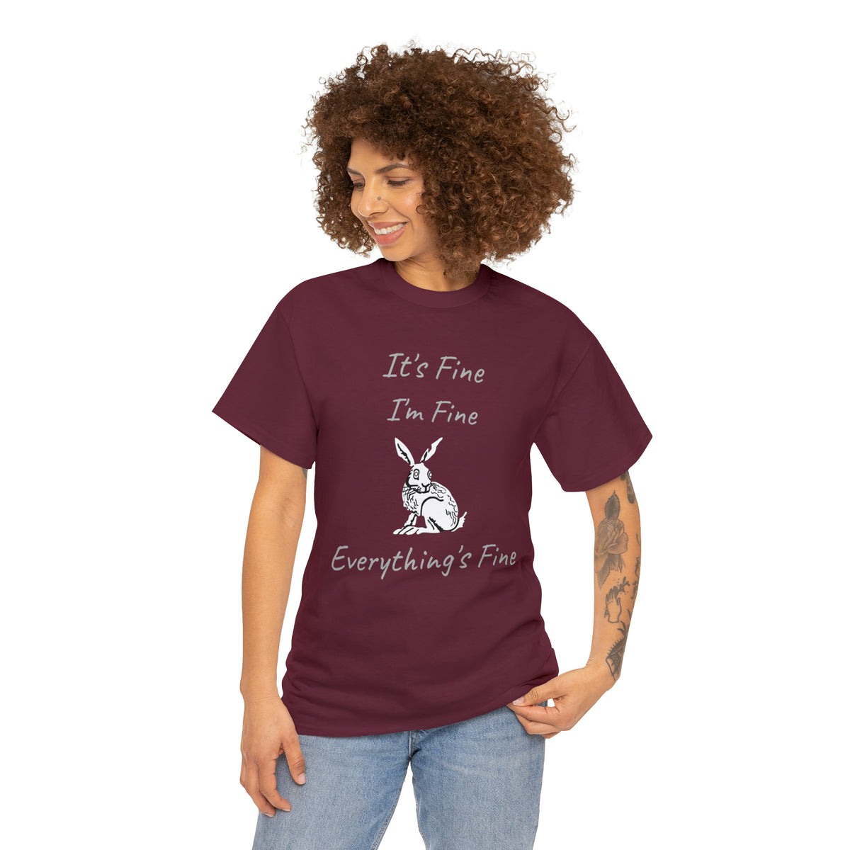 Its Fine Everythings Fine Rabbit Shirt Unisex Heavy Cotton Tee