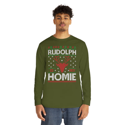 Rudolph is My Homie Christmas Ugly Sweater Long Sleeve T-shirt