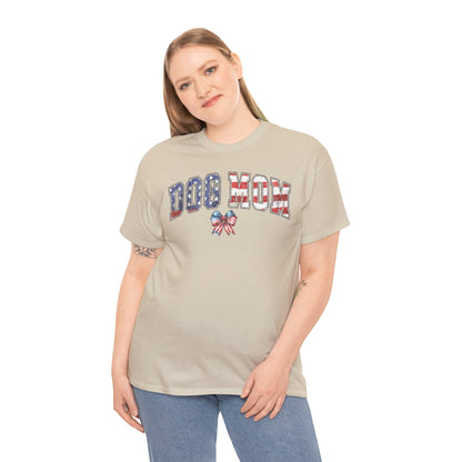 Dog Mom Flag Bow Short Sleeve Tshirt
