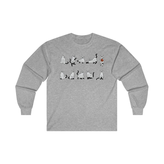 Ghost Cats Halloween Long Sleeve Tee