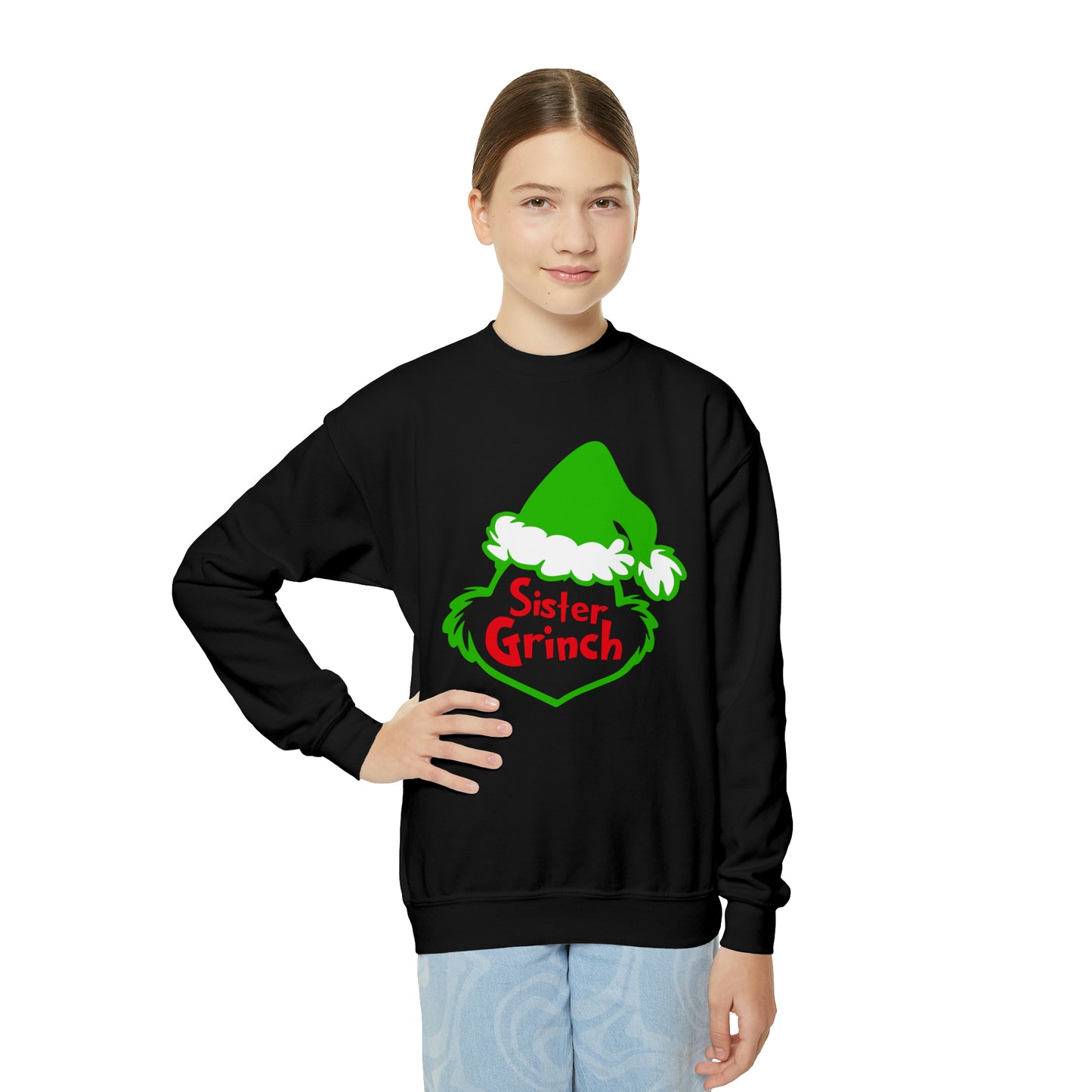 Sister Grinch Christmas Youth Crewneck Sweatshirt