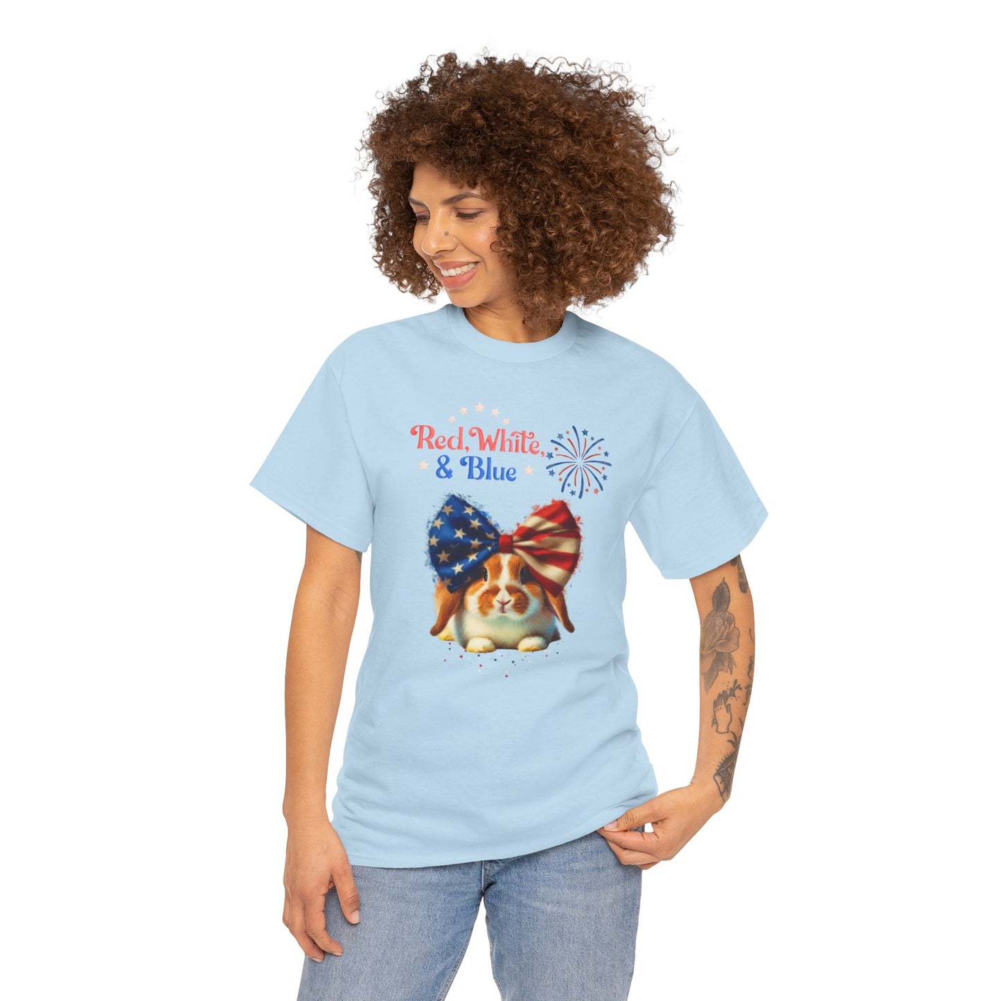 Red White And Blue Rabbit Short Sleeve Tshirt