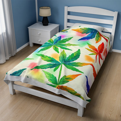 Rainbow Marijuana Leaf Blanket