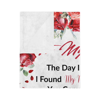 To My Love The Day I Met You Velveteen Blanket