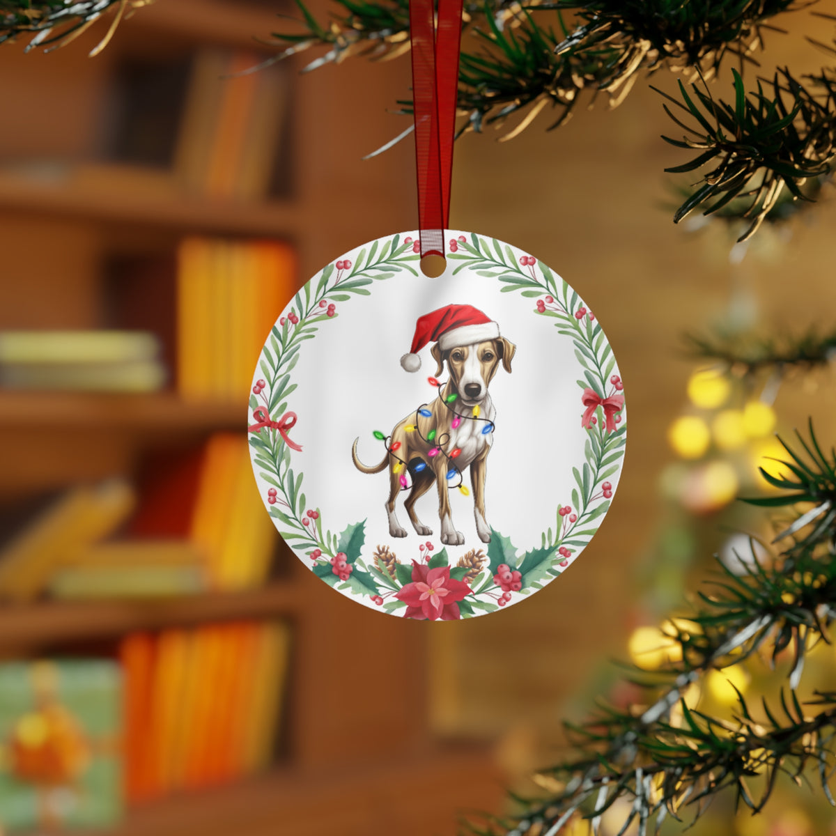 Whippet Dog in Lights Ornament