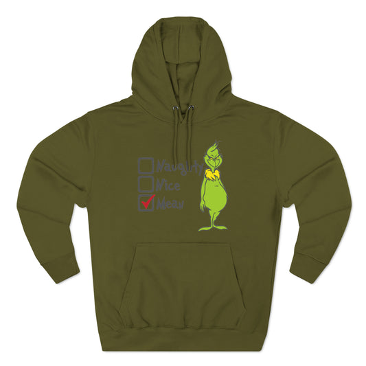 Naughty Nice Mean Grinch Christmas Pullover Hoodie