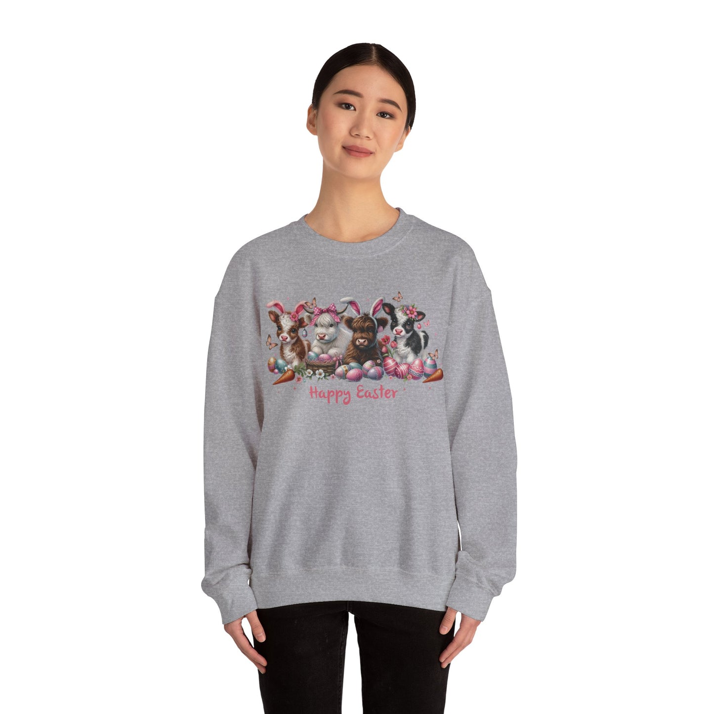 Easter Highland Cows with Bunny Ears Sweatshirt