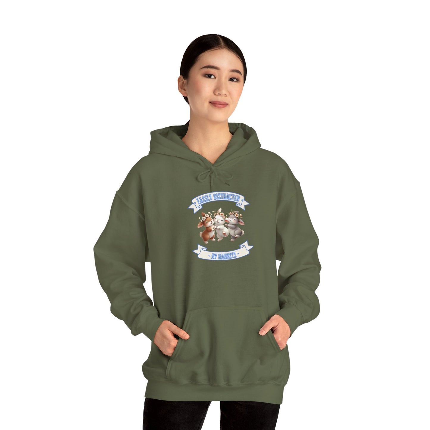 Easily Distracted By Rabbits Pullover Hoodie