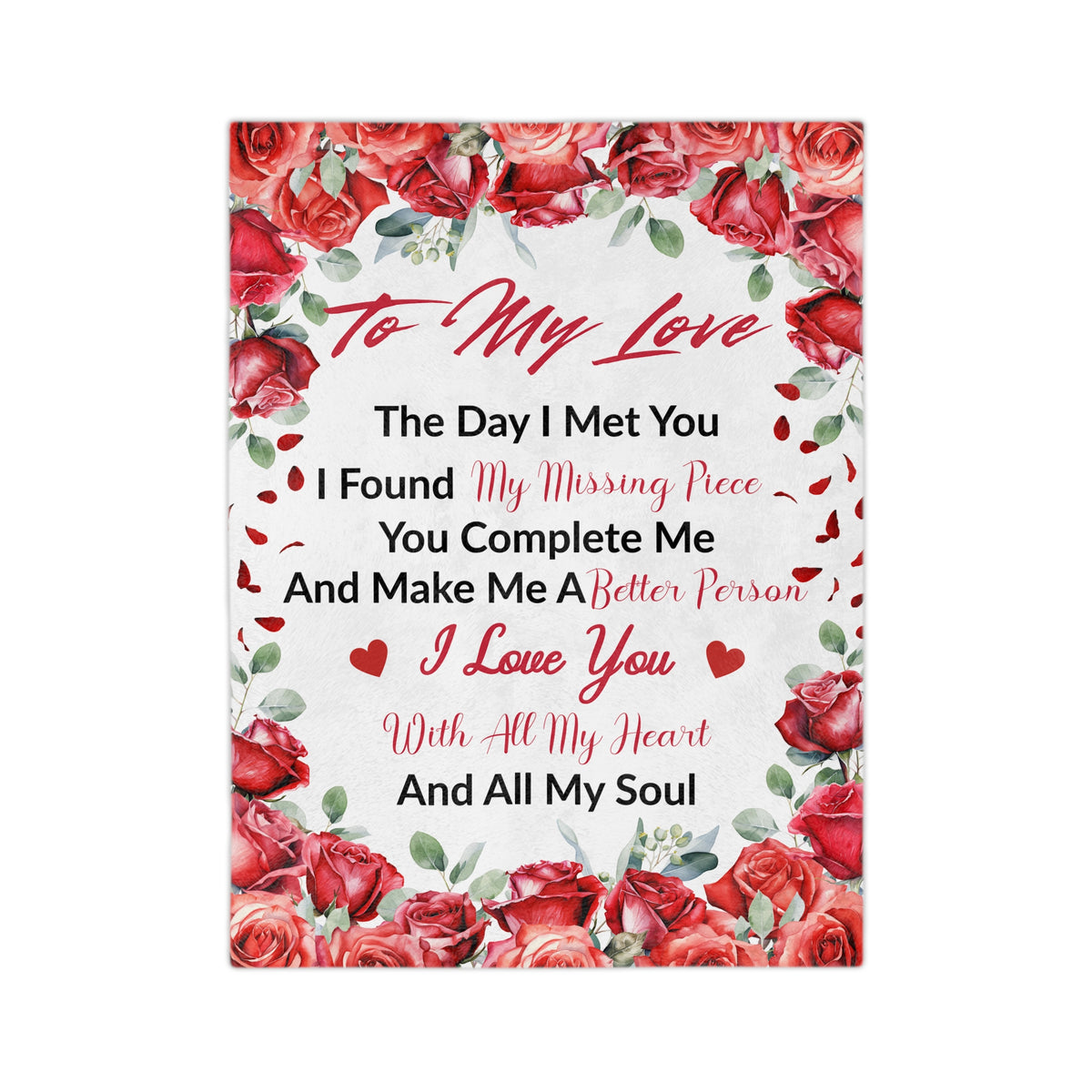To My Love The Day I Met You Velveteen Blanket