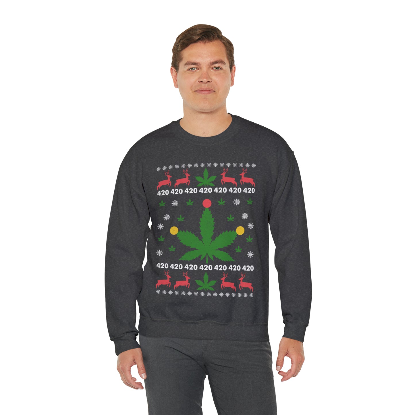 Cannabis Leaf with Lights Christmas Ugly Sweater Sweatshirt