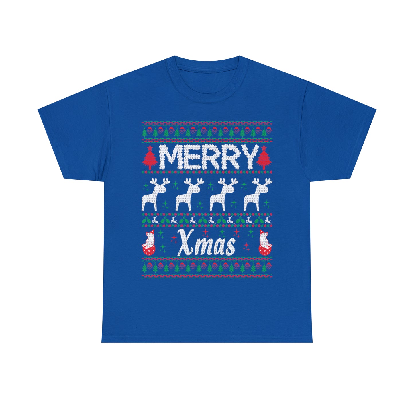 Merry Xmas Raindeers Christmas Ugly Sweater Short Sleeve Tee